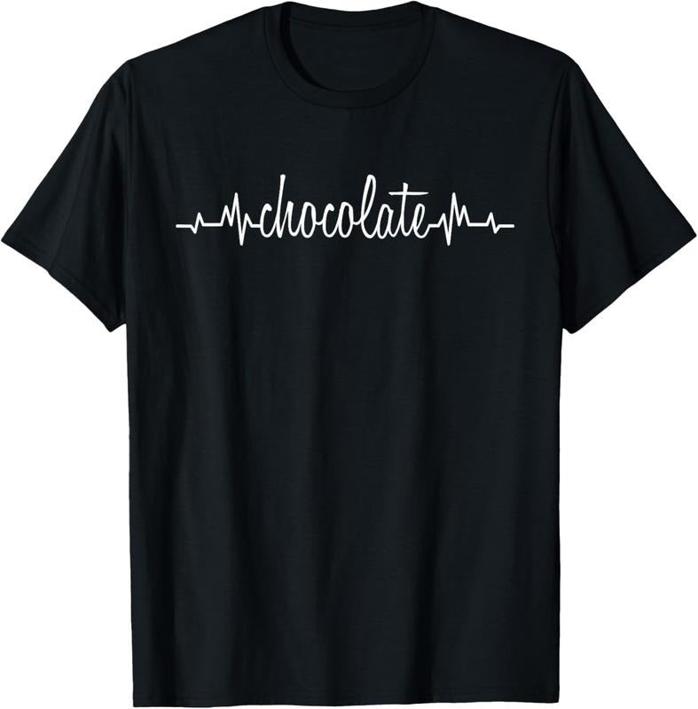 100% Cotton Chocolate Heartbeat EKG Lover Funny Cute Sweets Addiction T-Shirts, Hoodie, Sweatshirt