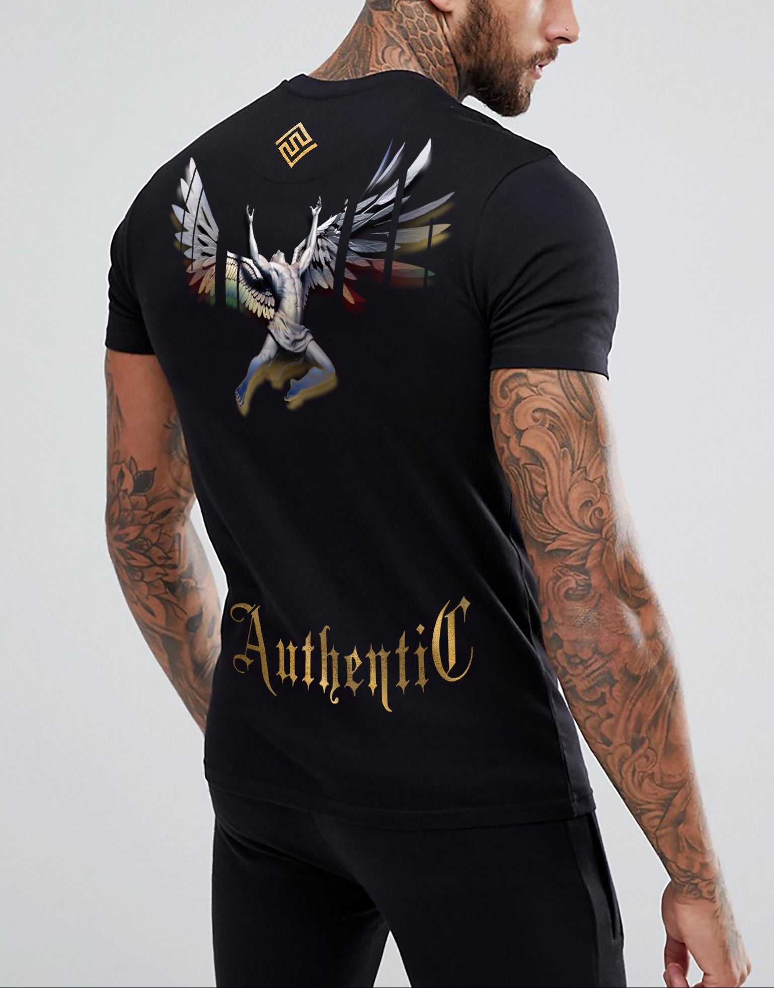 FesFas angel-print T-shirt | Black