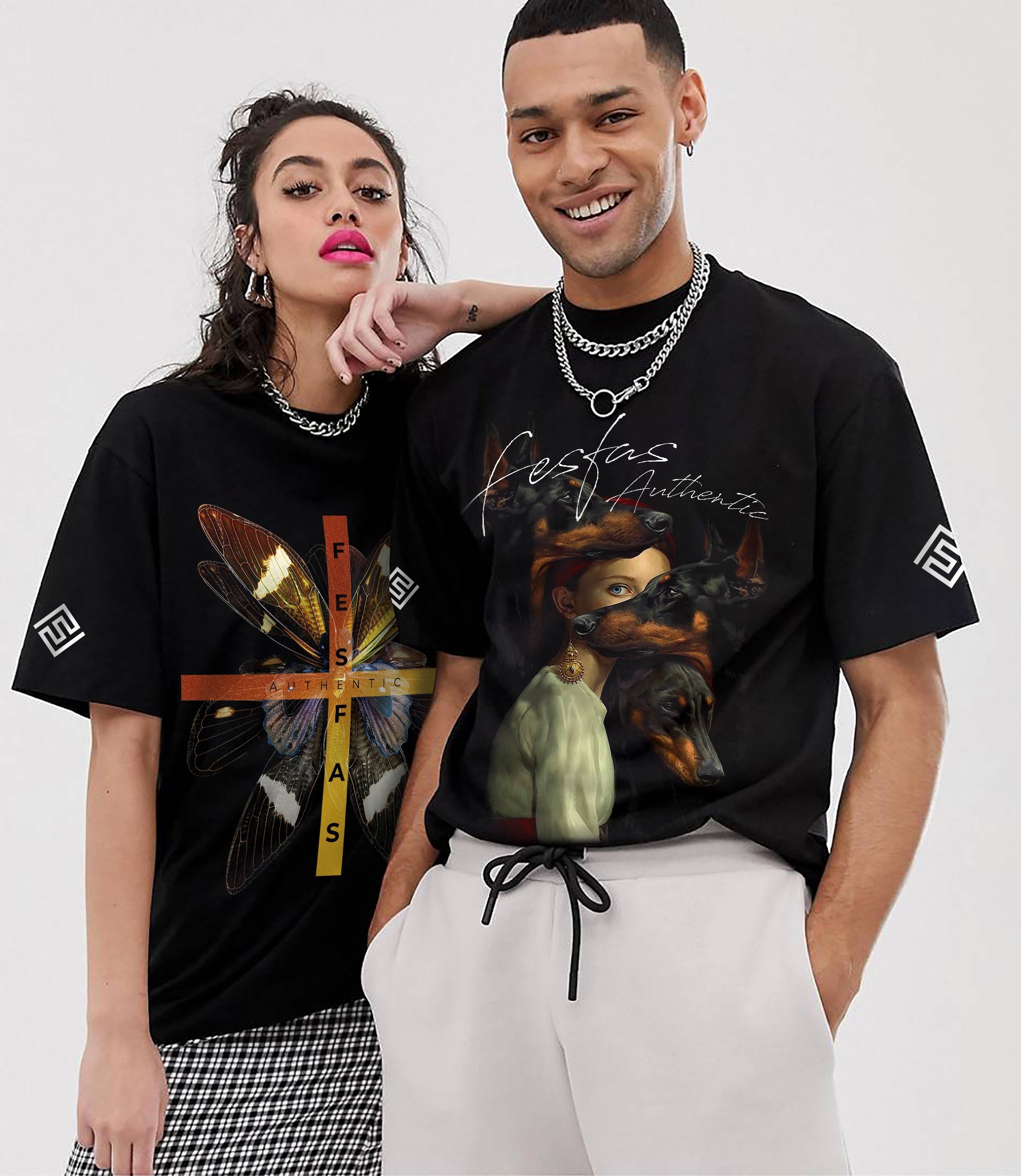 FesFas butterfly-print T-shirt | Black