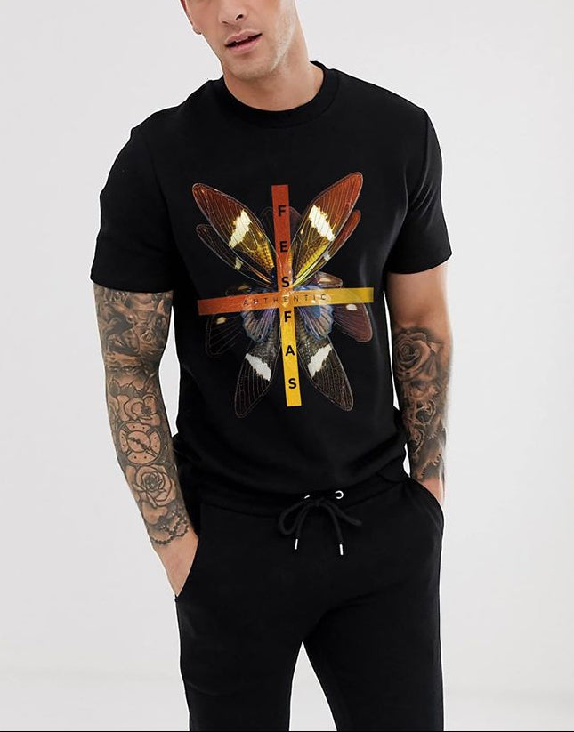 FesFas butterfly-print T-shirt | Black