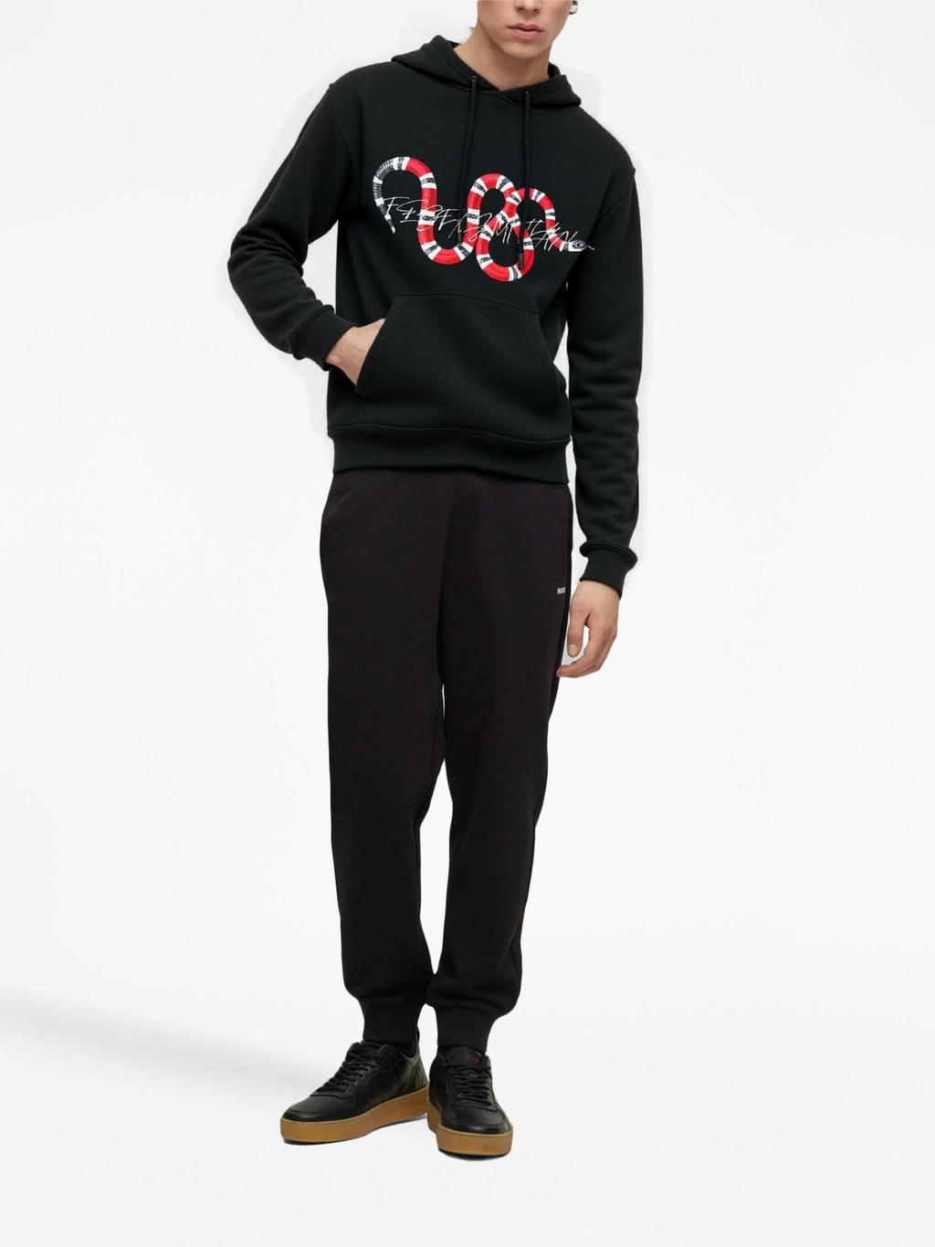 FesFas Snake-print Hoodie Set | Black