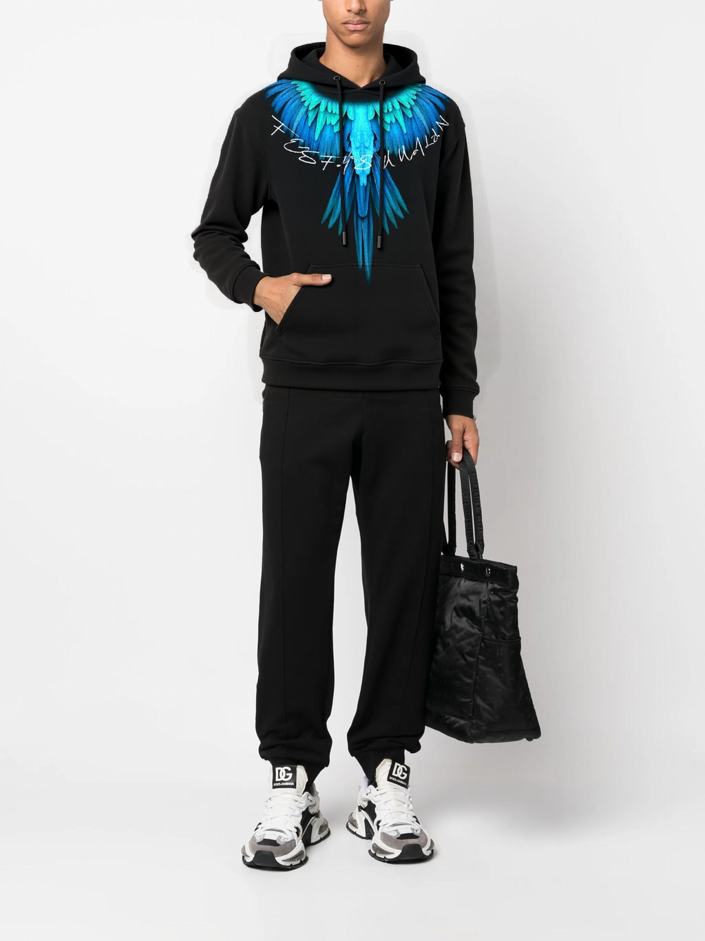 FesFas Wings-print Hoodie Set | Black