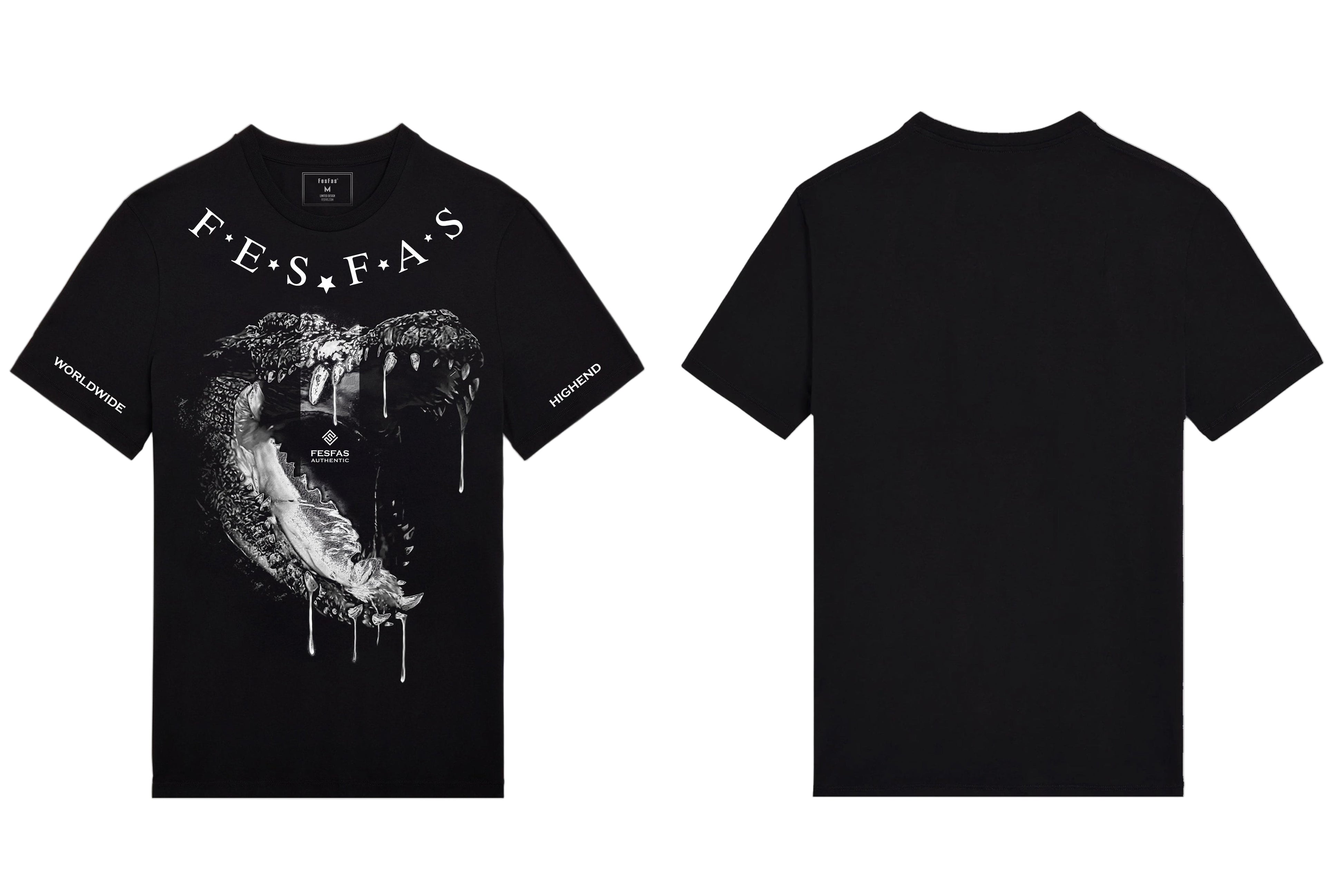 FesFas crocodile jaw-print T-shirt | Black | Men