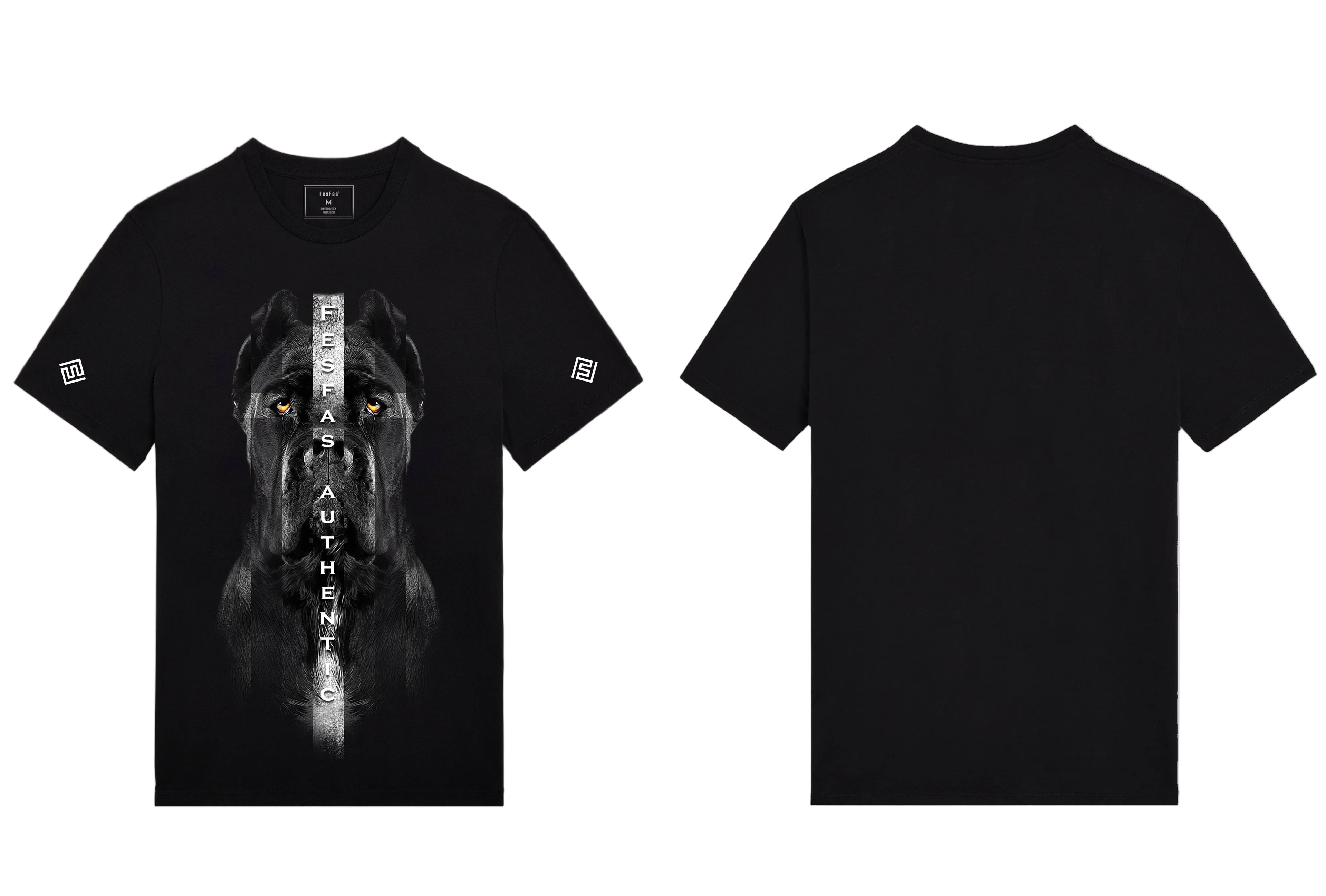 FesFas black dog-print T-shirt | Black | Men