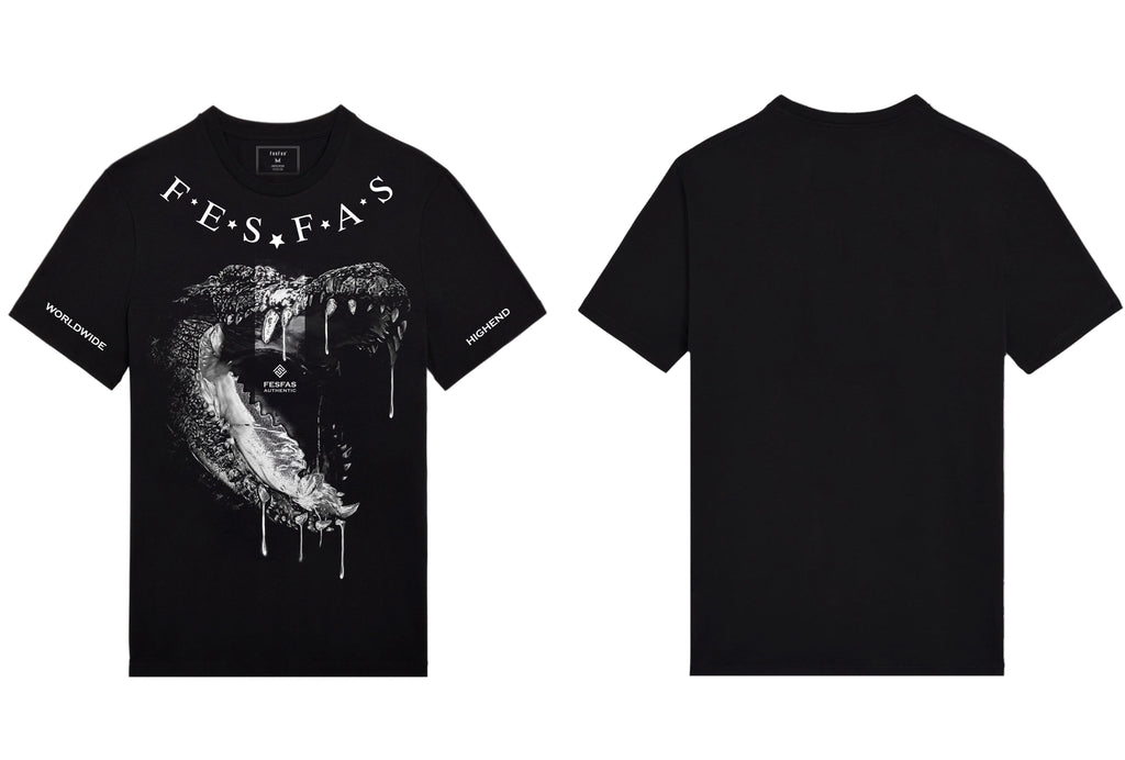 FesFas crocodile jaw-print T-shirt | Black | Men