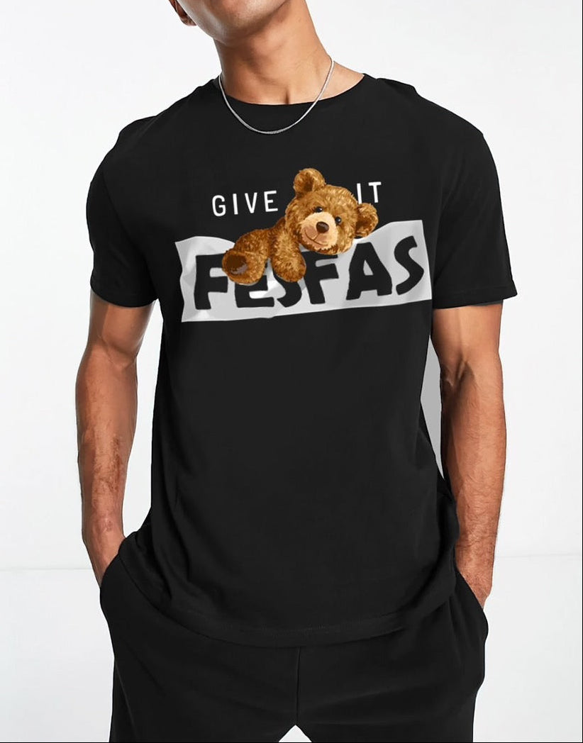FesFas Bear-print T-shirt | Black