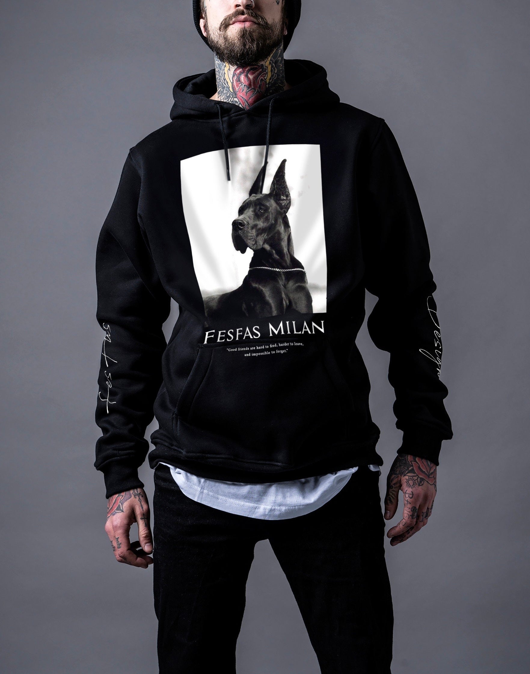FesFas Cool dog-print Hoodie | Black