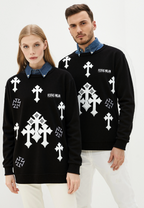 FesFas Cross-print Sweatshirt Set | Black