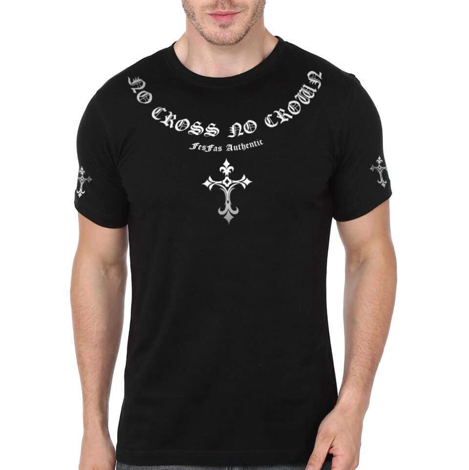 FesFas cross-print T-shirt | Black
