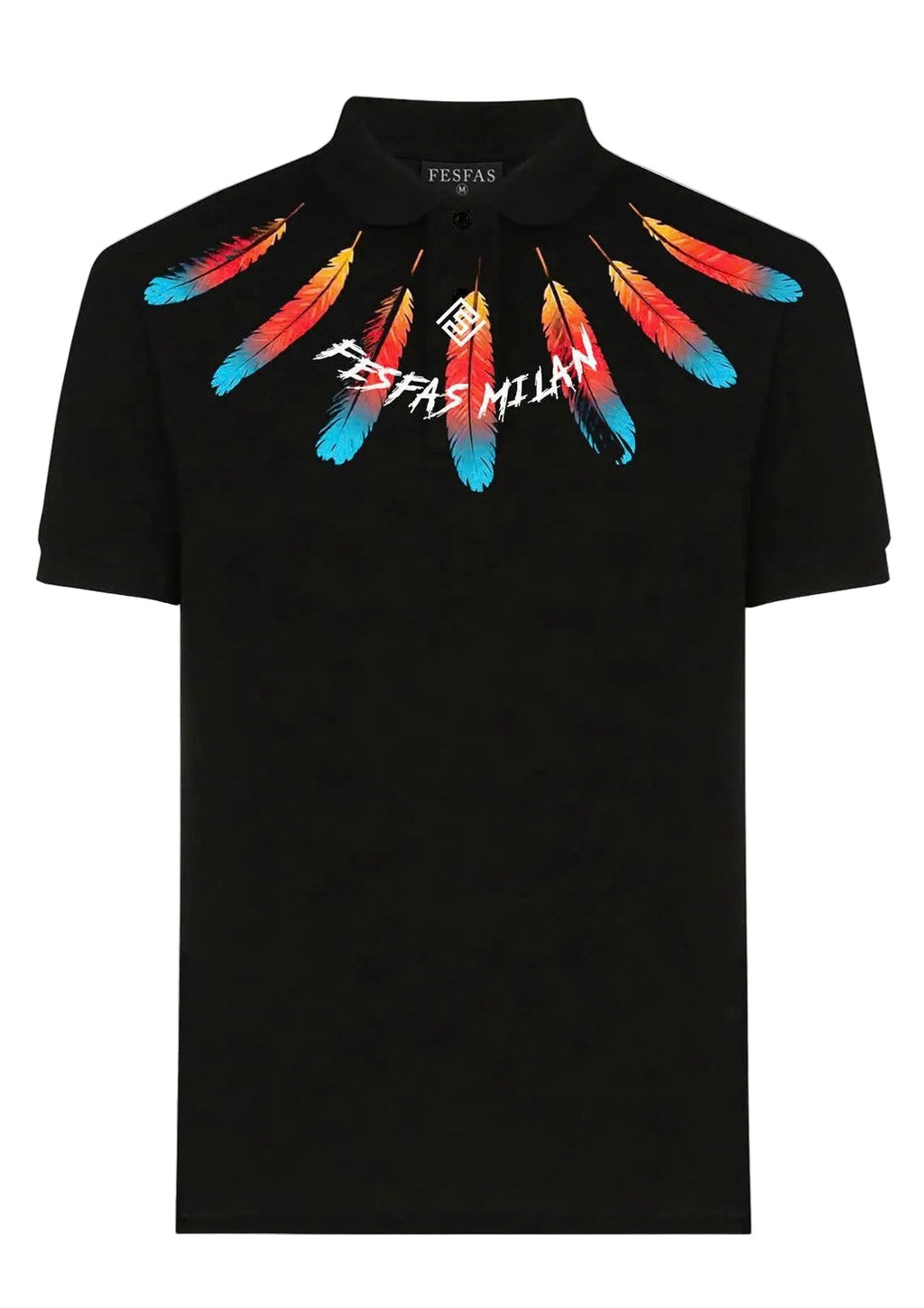 FesFas feather-print Polo Shirt | Black