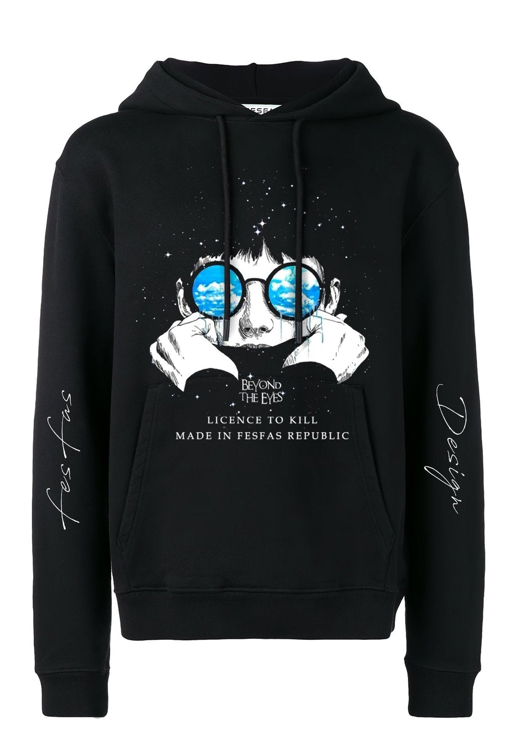 FesFas Eyes-print Hoodie | Black | Unisex