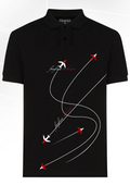 FesFas Airplane-Print Polo Shirt | Black