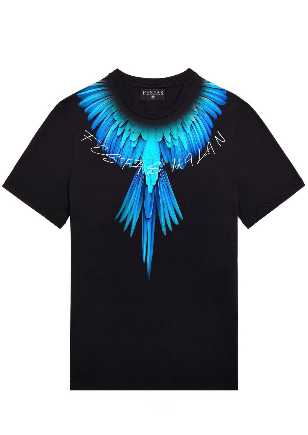 FesFas blue wings-print T-shirt | Black