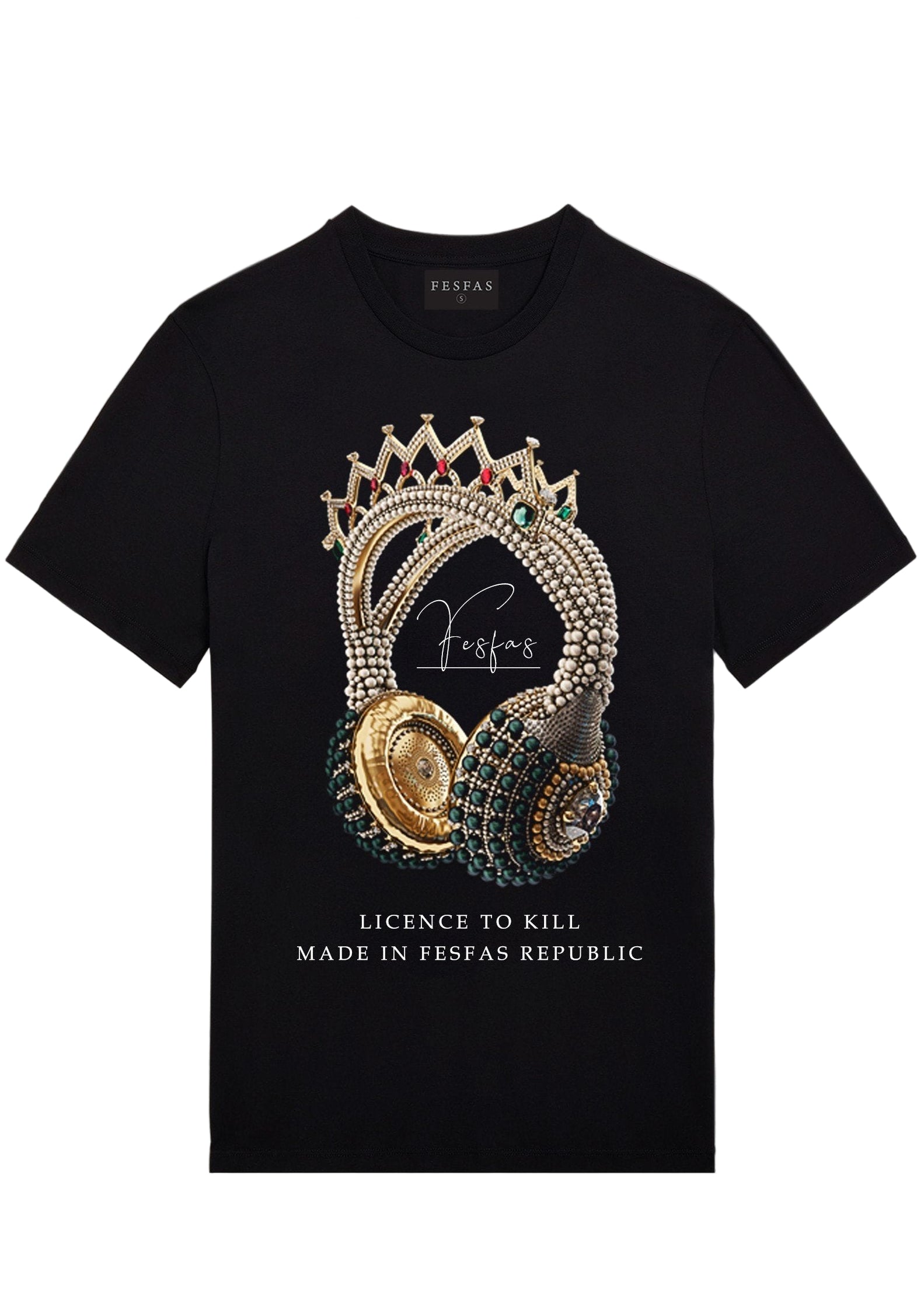 FesFas Headphone-print T-shirt | Black