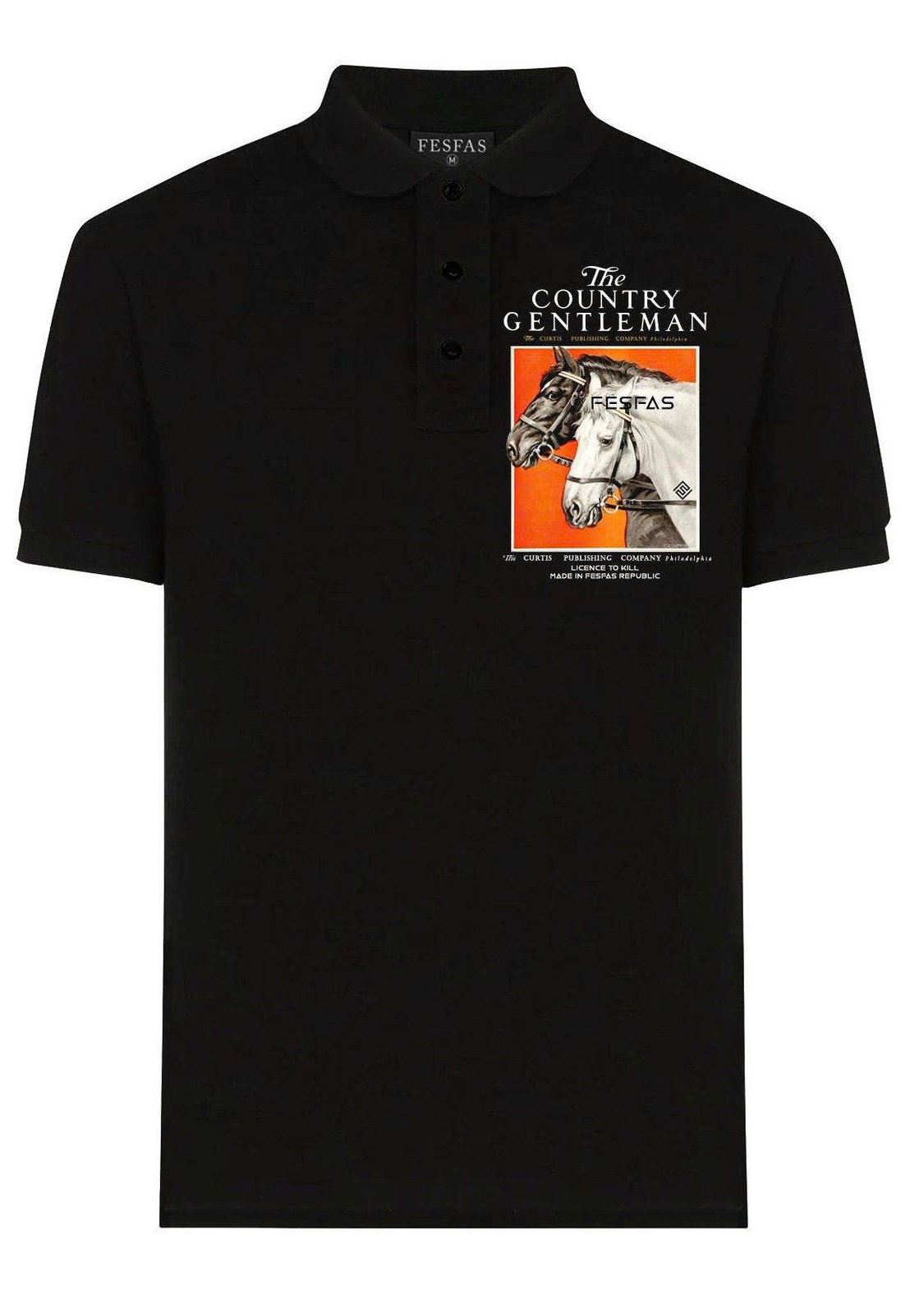 FesFas Horse-print Polo Shirt | Black