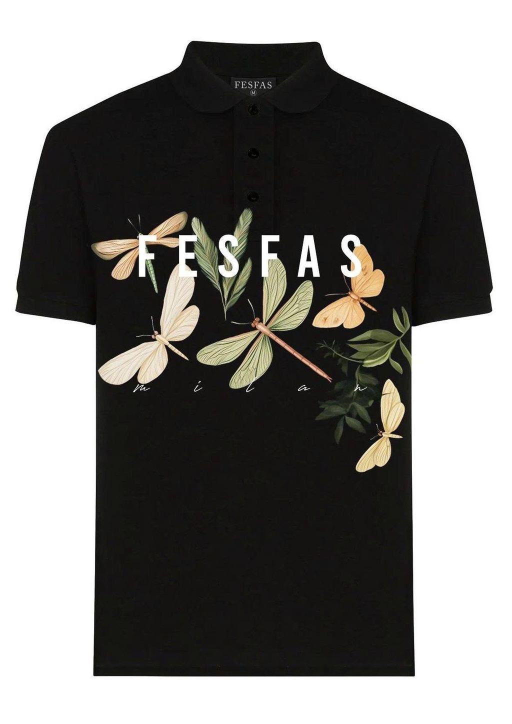 FesFas Dragonfly-print Polo Shirt | Men | Black