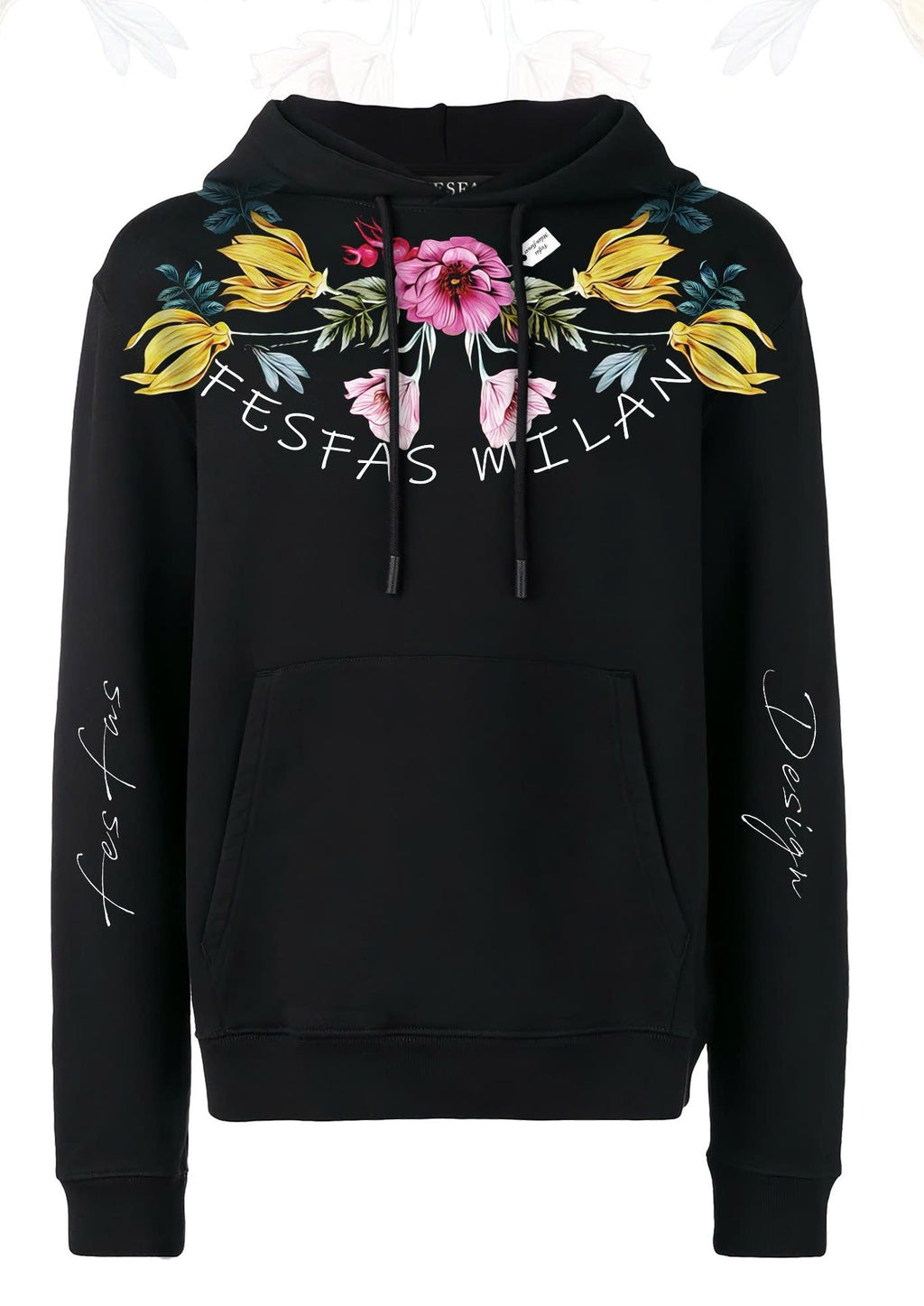 FesFas flower-print Hoodie | Black
