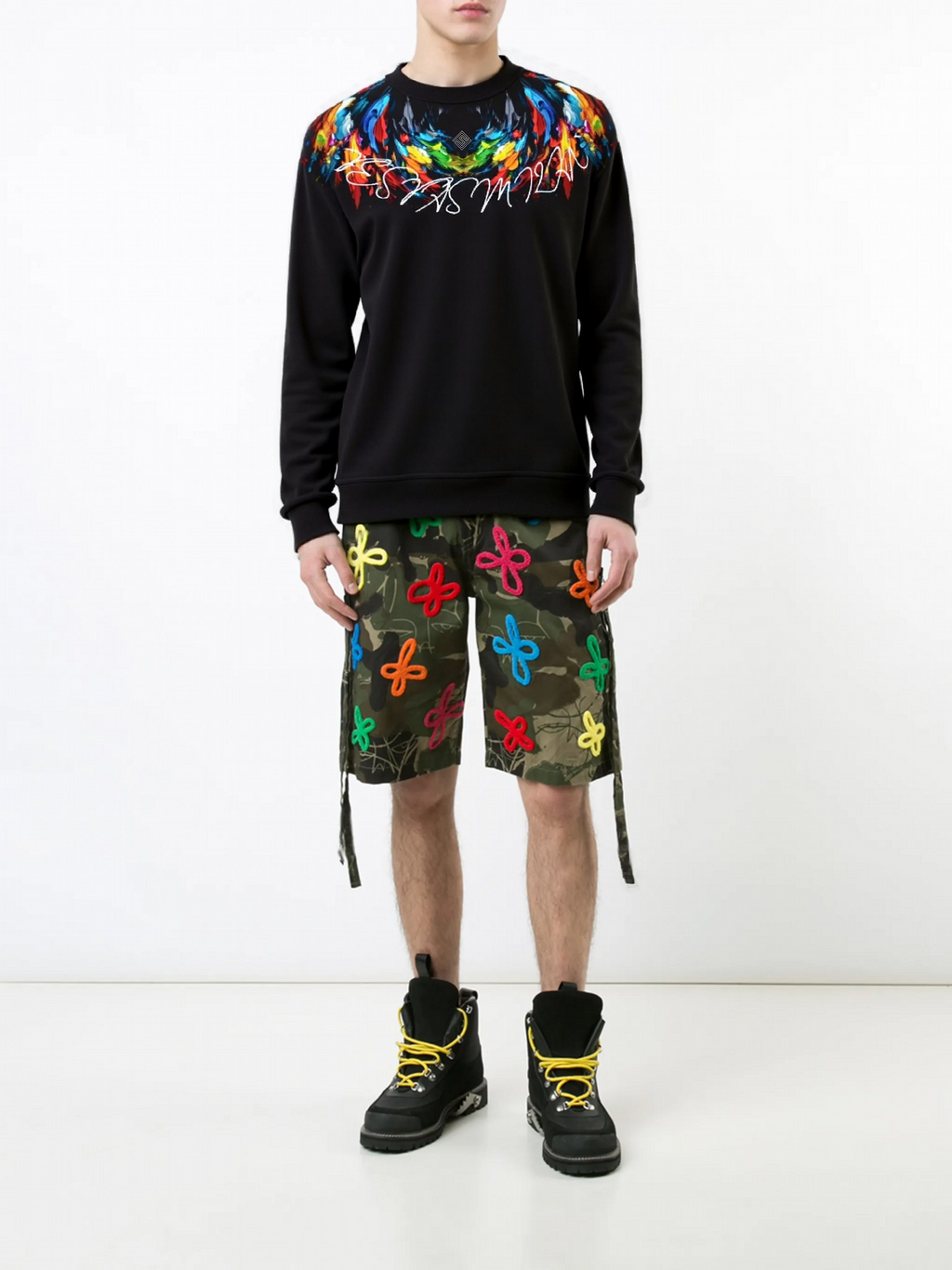 FesFas Feathers-print Sweatshirt Set | Black