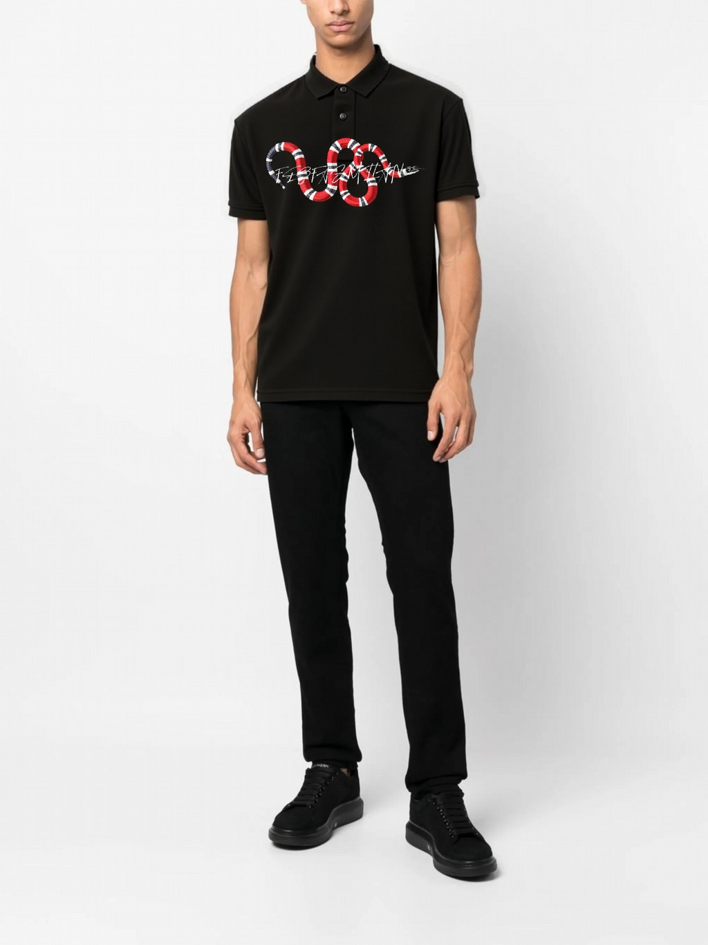 FesFas Snake-print Polo Shirt | Black
