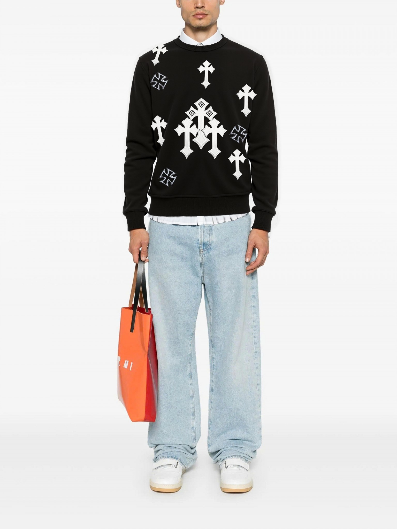 FesFas Cross-print Sweatshirt Set | Black