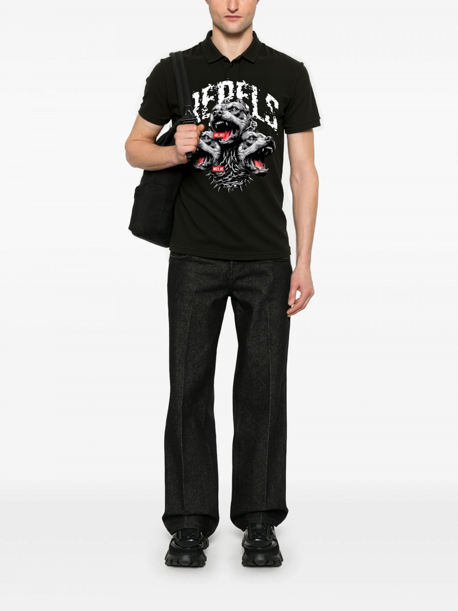 FesFas Bulldog-print Polo Shirt | Black