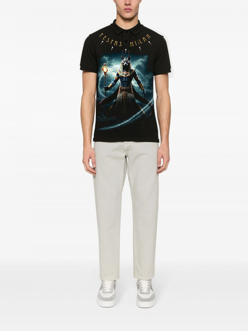 FesFas Anubis-print Polo Shirt | Black