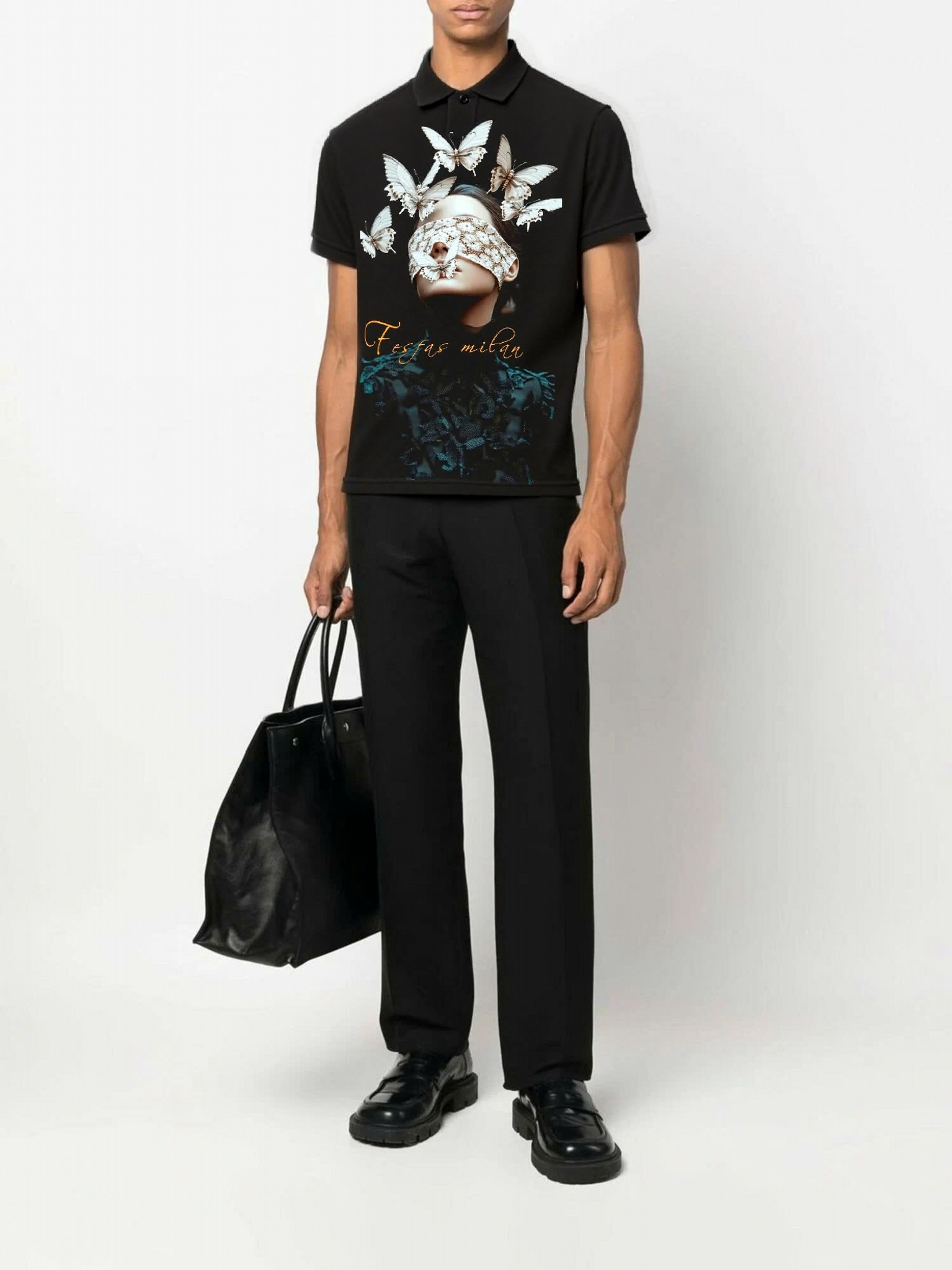 FesFas butterflies-print Polo Shirt | Black