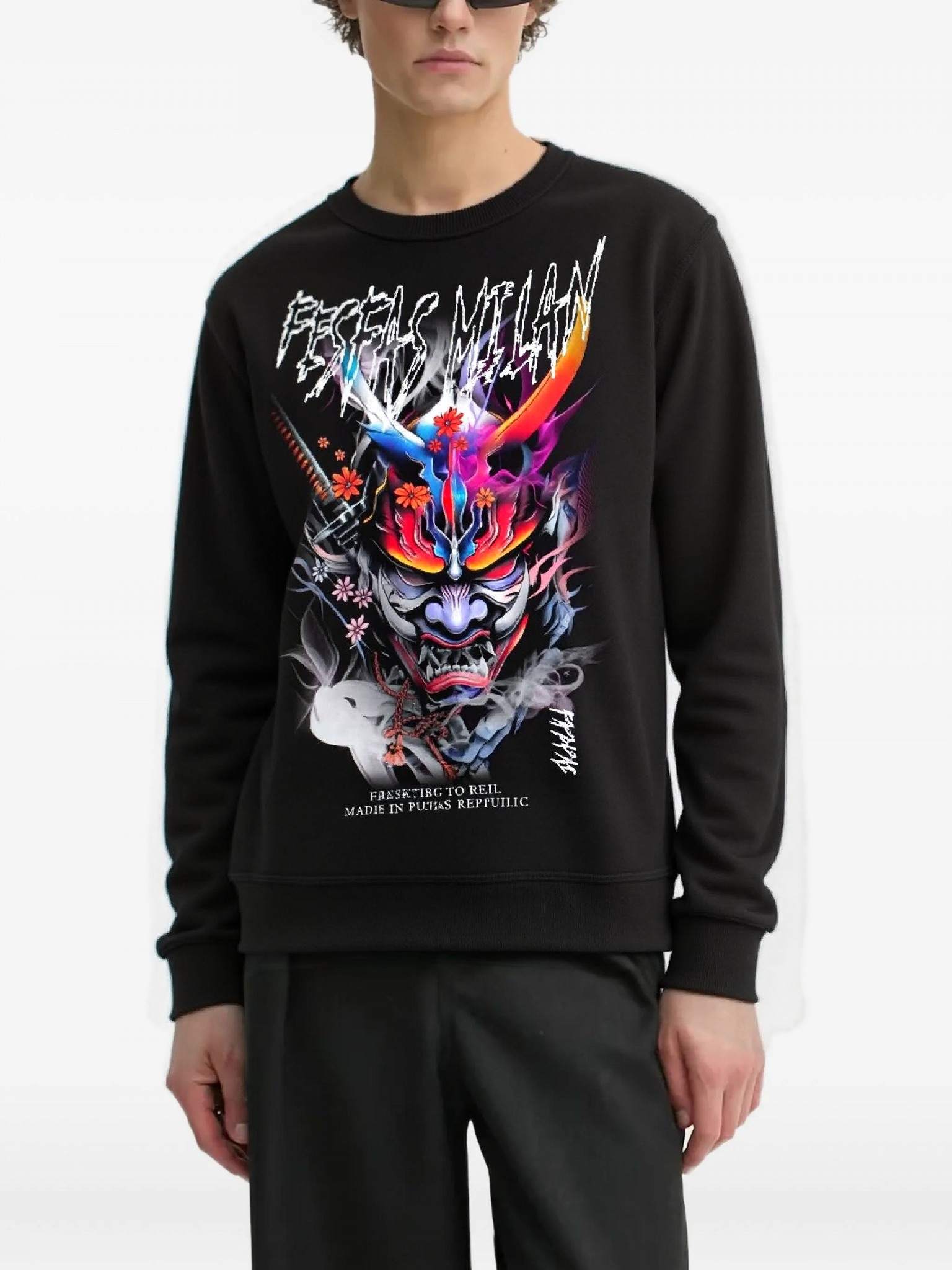 FesFas samurai-print Sweatshirt | Black