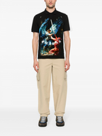 FesFas Angel-print Polo Shirt | Black