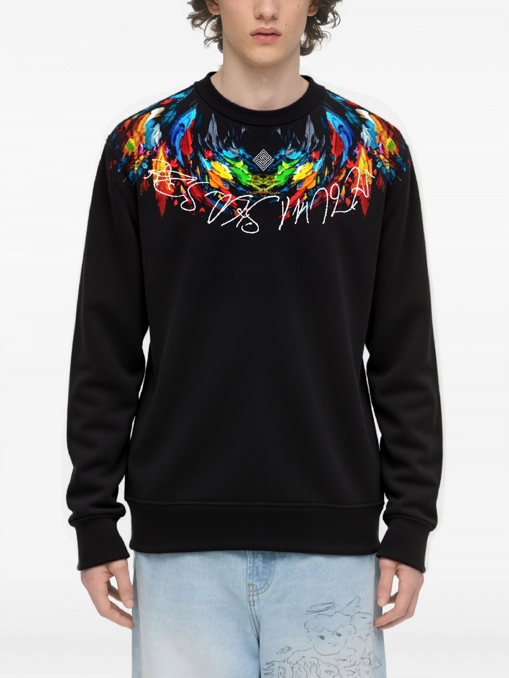 FesFas Feathers-print Sweatshirt Set | Black