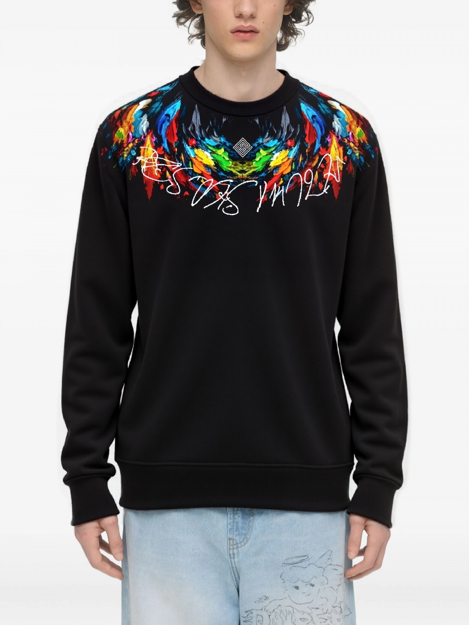 FesFas Feathers-print Sweatshirt Set | Black