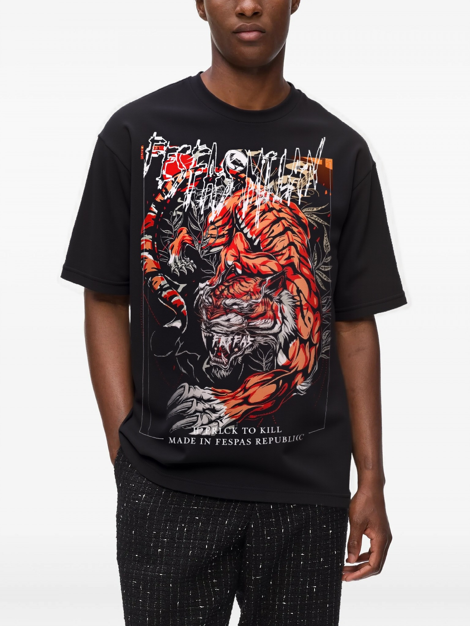 FesFas tattoos-print T-shirt | Black