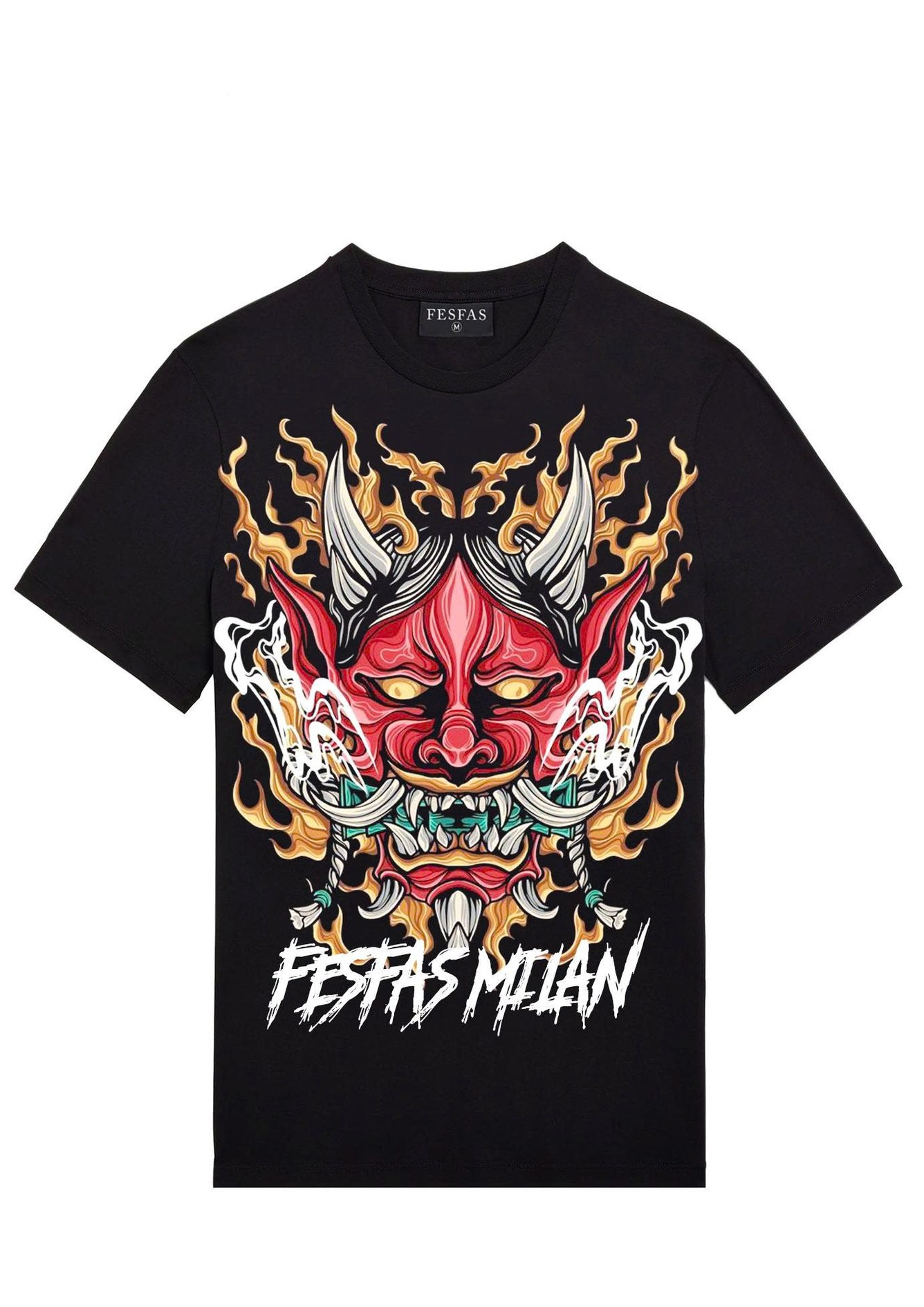 FesFas oni mask-print T-shirt | Black | Men
