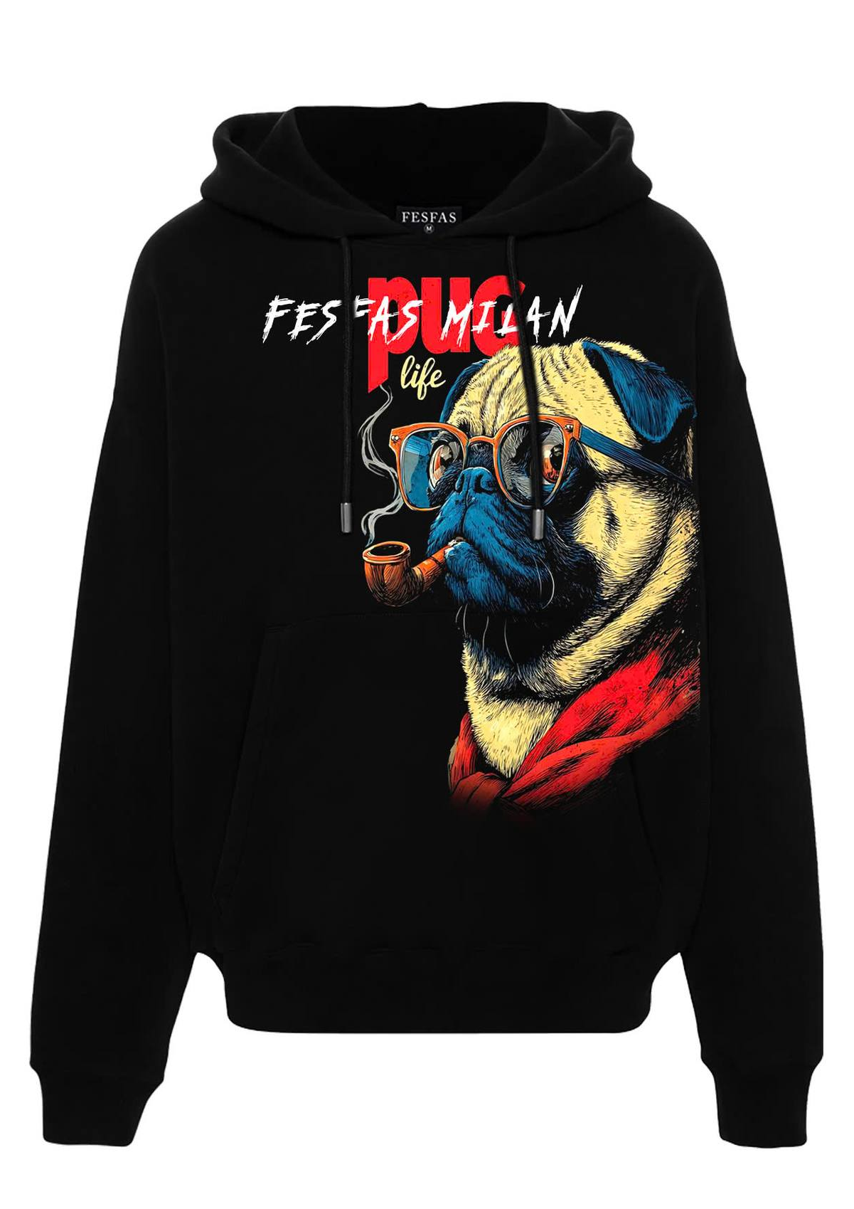 FesFas pug-print Hoodie | Black