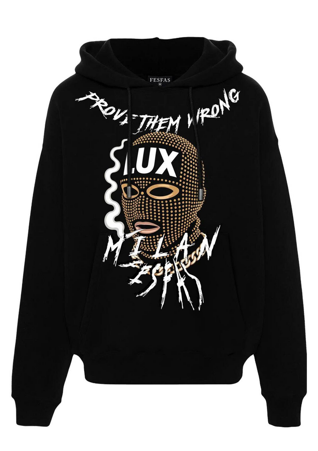 FesFas mask-print Hoodie | Black