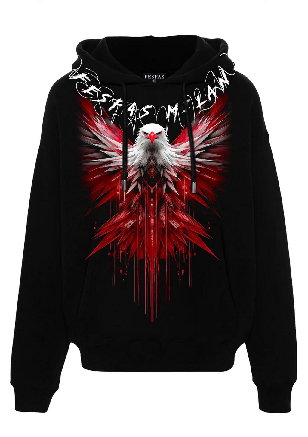 FesFas red eagle-print Hoodie | Black