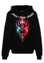 FesFas fire demon-print Hoodie | Black