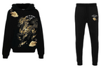 FesFas golden horse-print Hoodie Set | Black