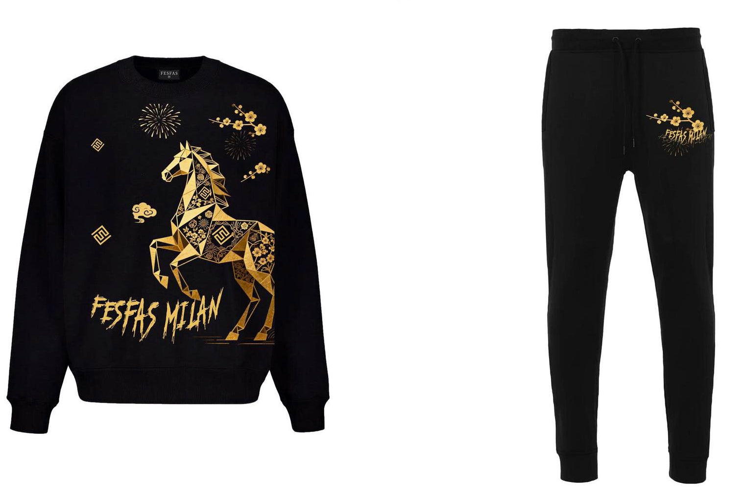 FesFas horse-print Sweatshirt Set | Black