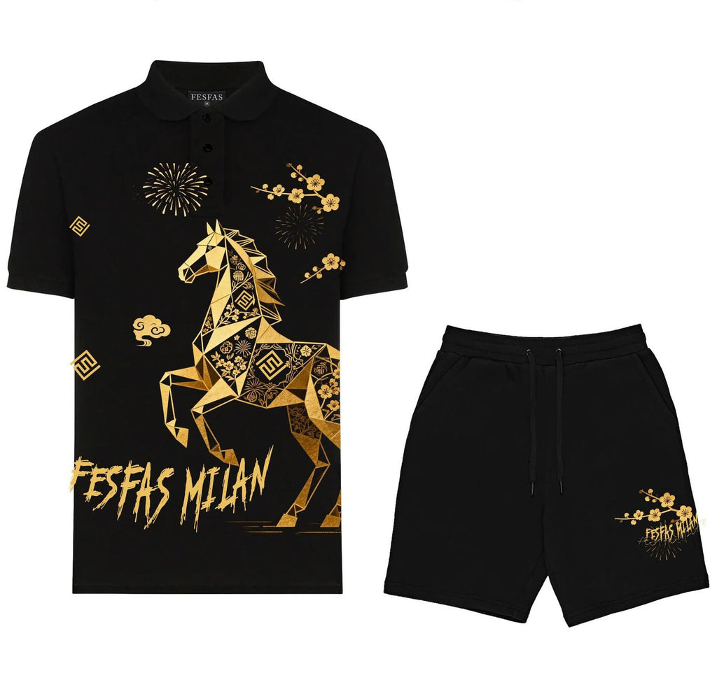 FesFas horse-print Polo Set | Black
