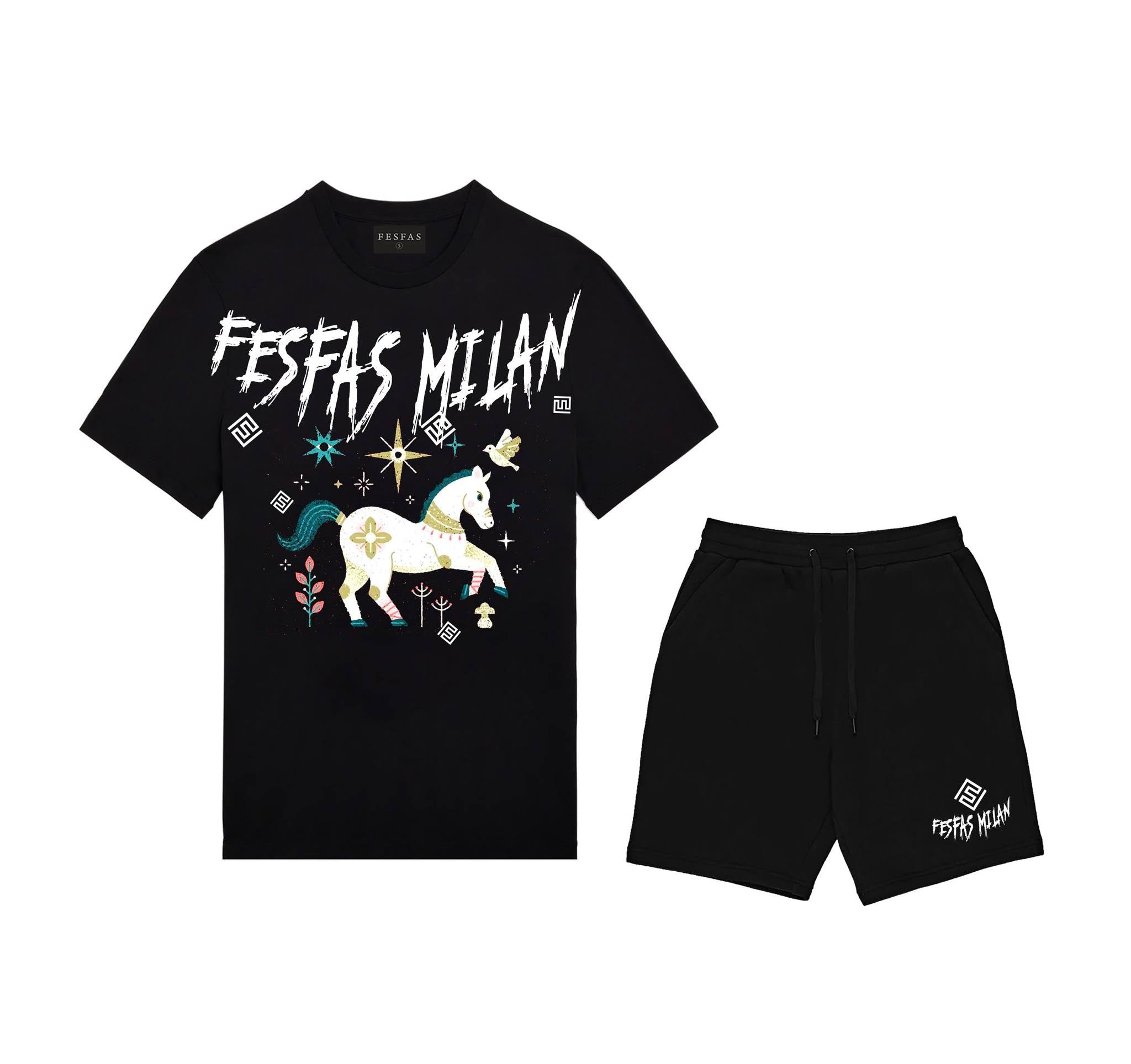FesFas horse-print T-shirt Set | Black | Men