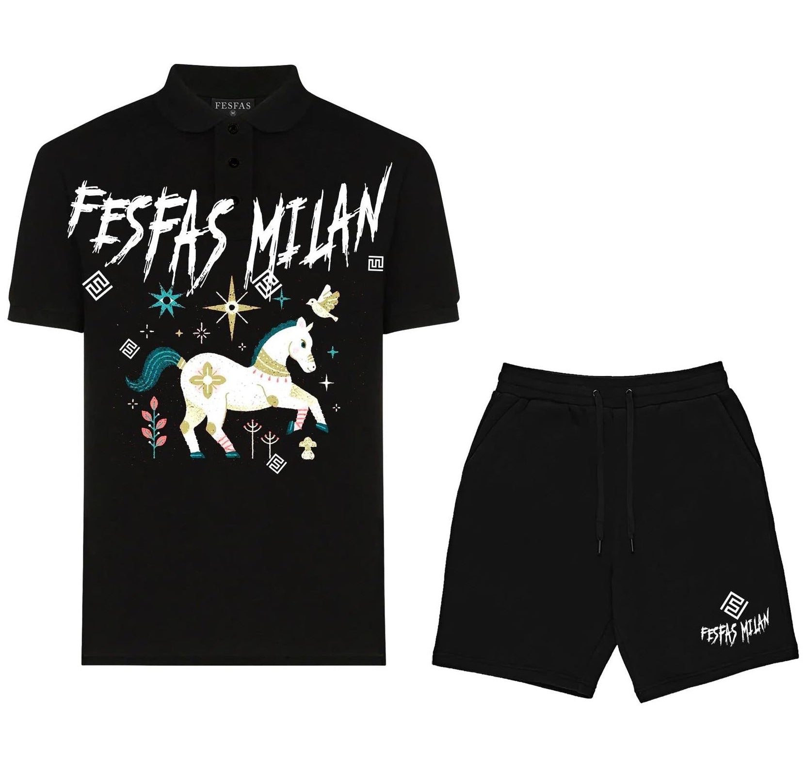 FesFas horse-print Polo Set | Men | Black
