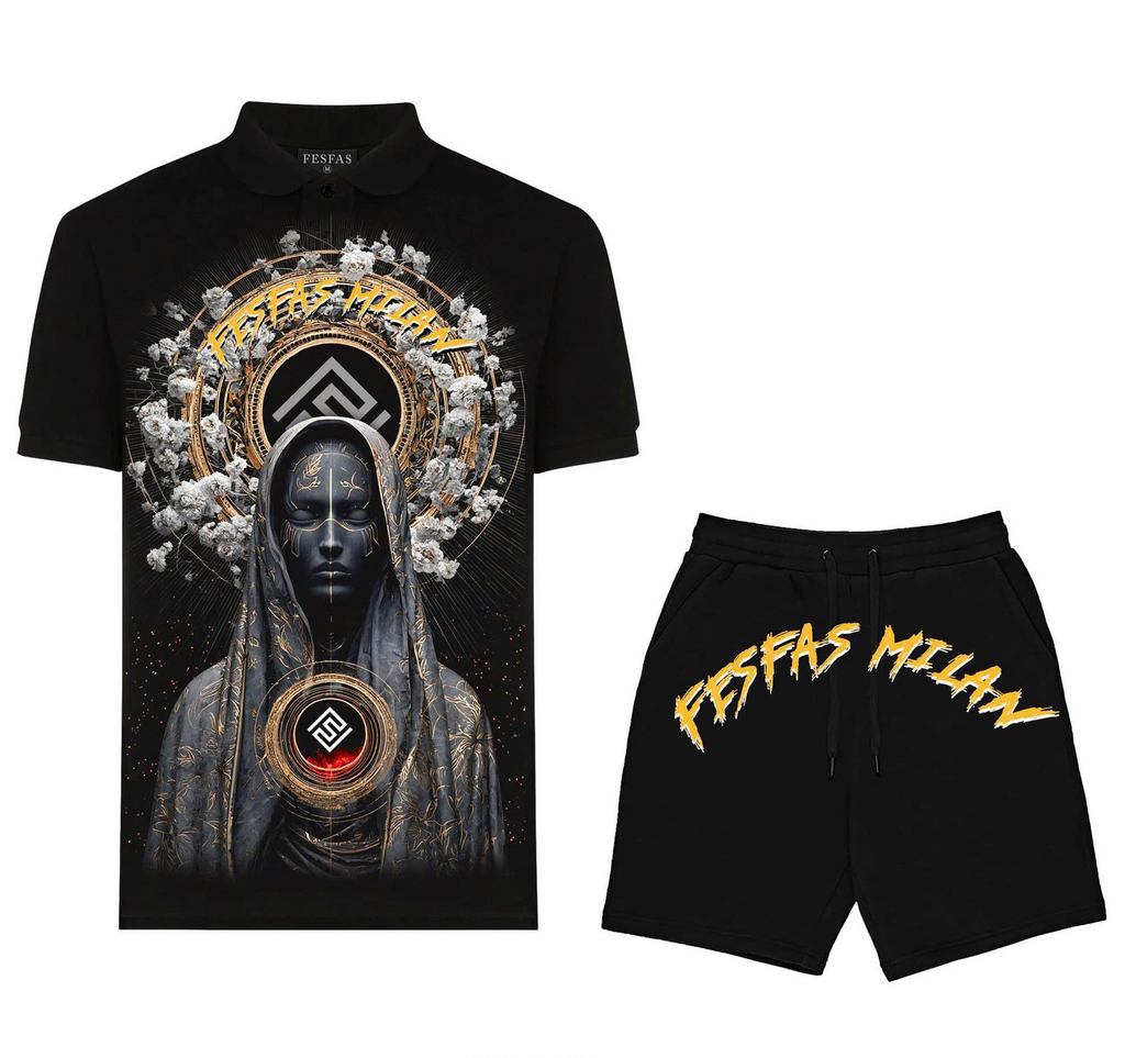 FesFas goddess-print Polo Set | Black