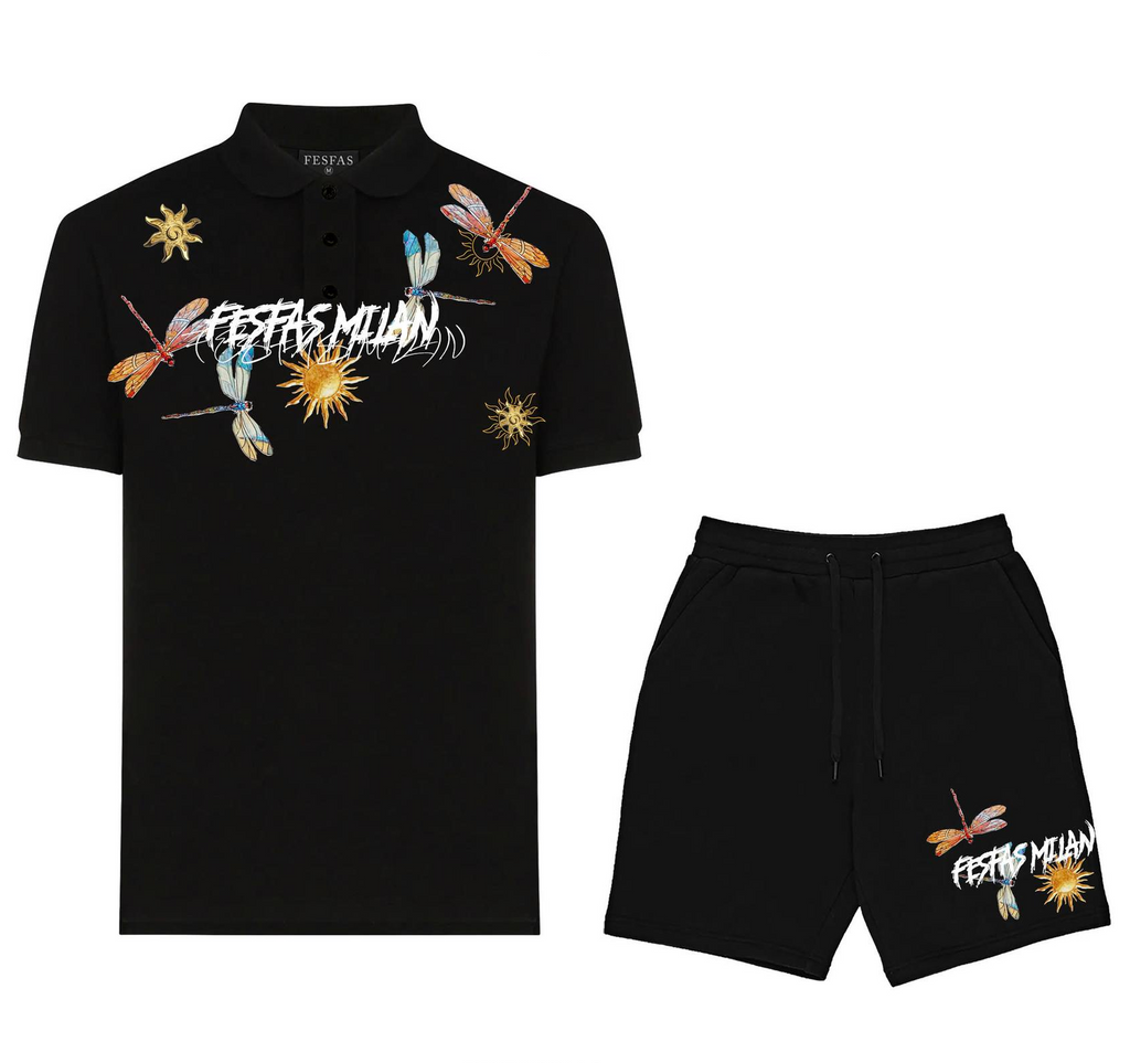 FesFas dragonflies-print Polo Set | Black