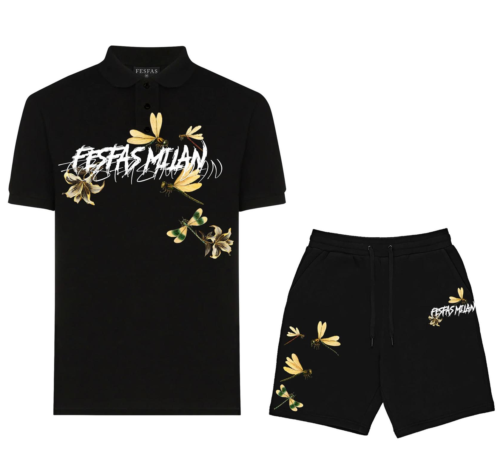 FesFas dragonfly-print Polo Set | Men | Black