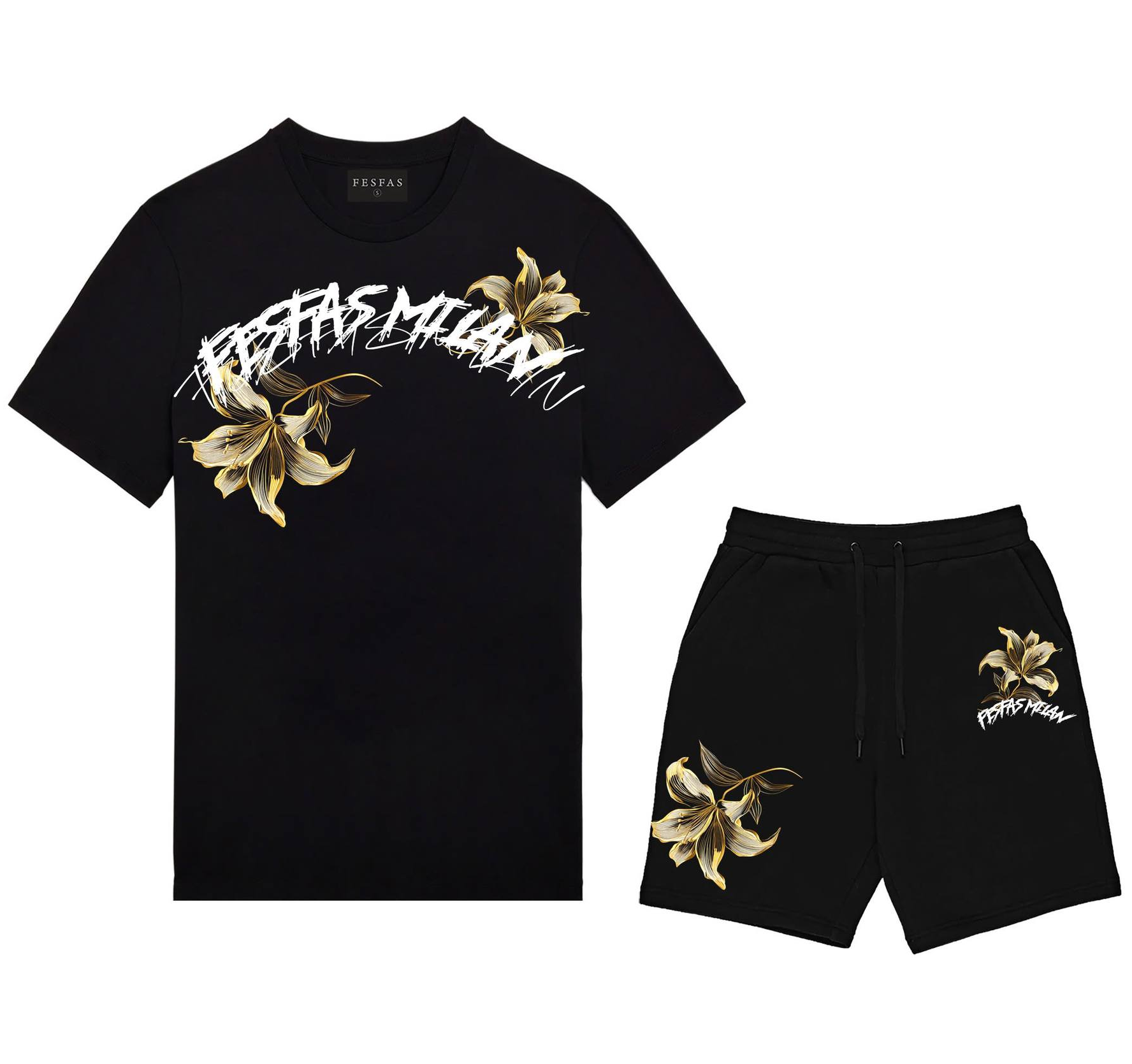 FesFas lily-print T-shirt Set | Black | Men