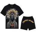 FesFas goddess-print T-shirt Set | Black