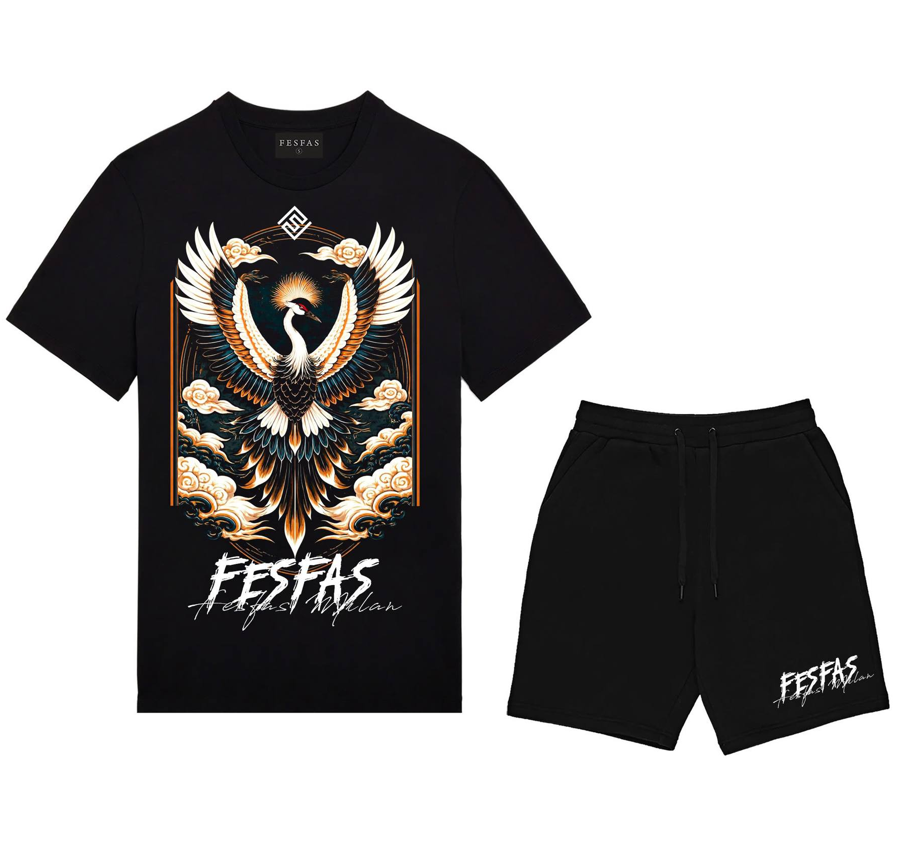 FesFas phoenix-print T-shirt Set | Black | Men
