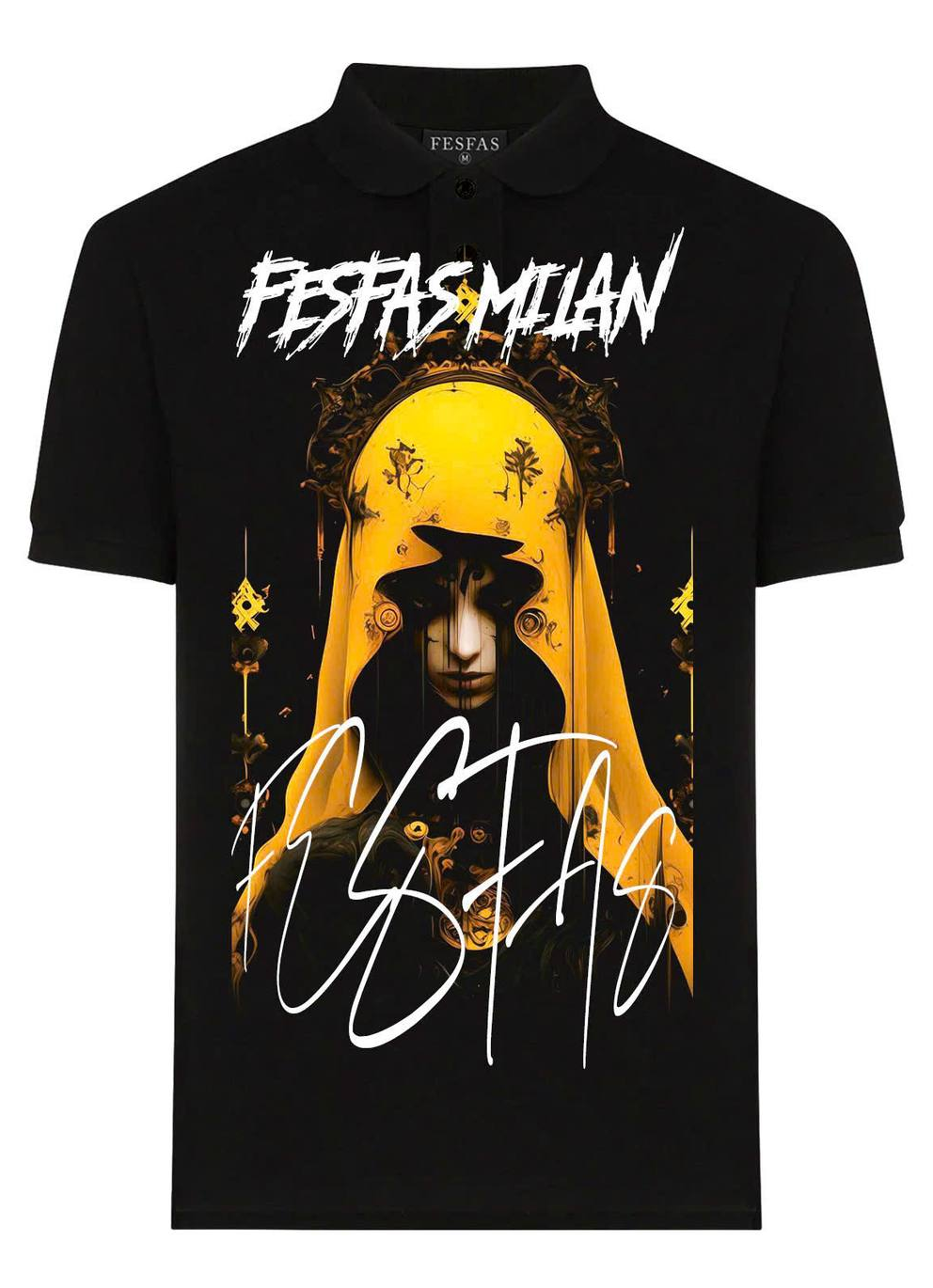 FesFas goddess-print Polo Shirt | Black