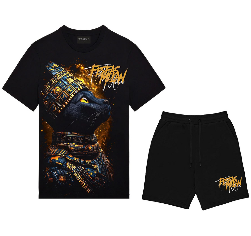 FesFas native cat-print T-shirt Set | Black